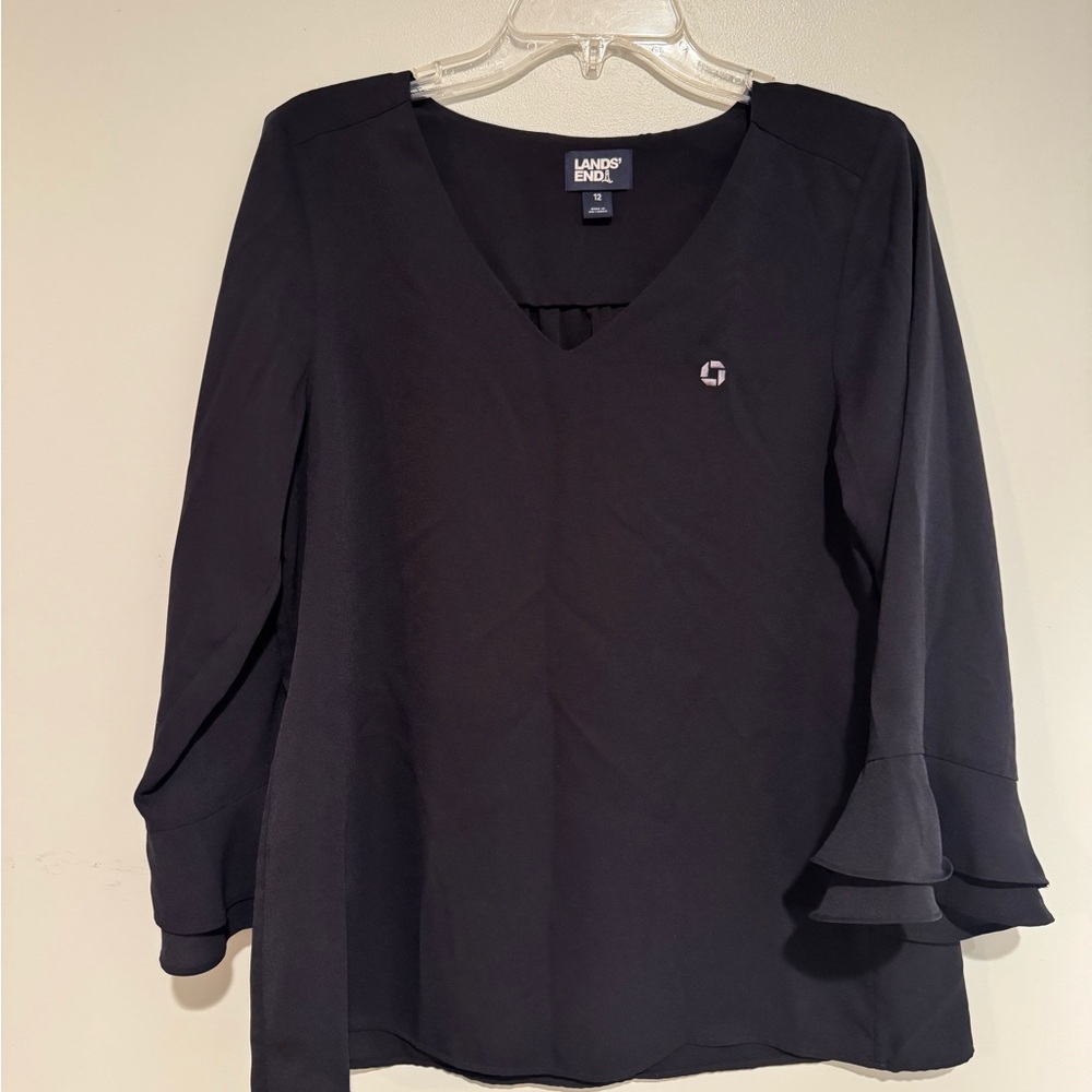 Lands' End Women's Elegant Chase Logo dark Blouse